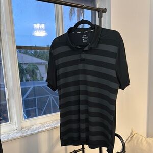 Nike Men's Black Striped Golf Polo Shirt